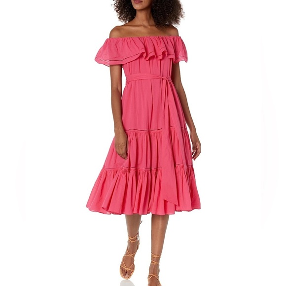 Trina Turk Dresses & Skirts - Trina Turk Salima Women's Off The Shoulder Cotton Dress, Rosewater Size Large
